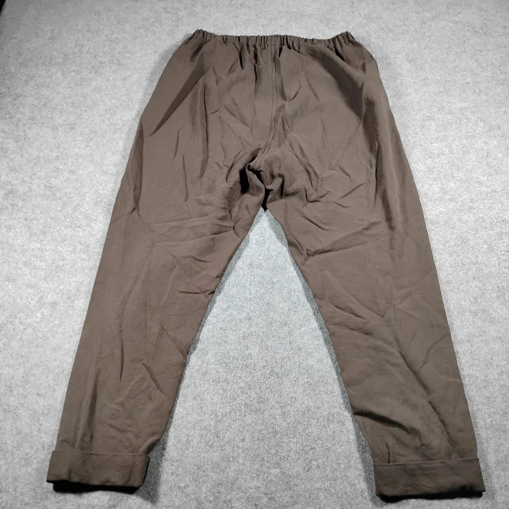 Lauren Manoogian Brown Cotton Elastic Waist Tapered Cuffed Trouser Pants Size 2